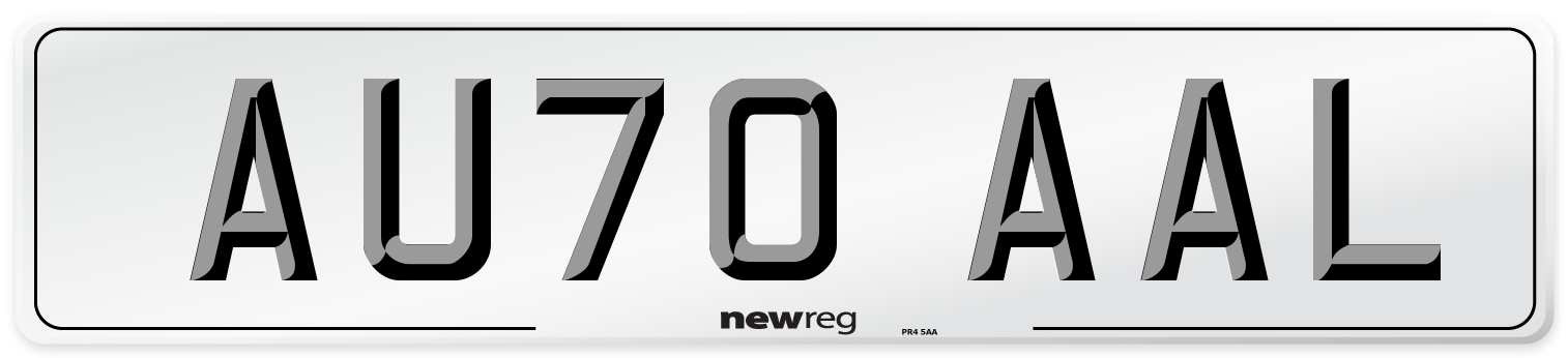 AU70 AAL Number Plate from New Reg